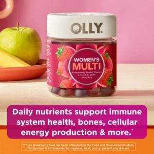 OLLY Women's Multivitamin Gummy Supplement, Vitamins A, D, C, E, Biotin, Folic Acid, 90 Count